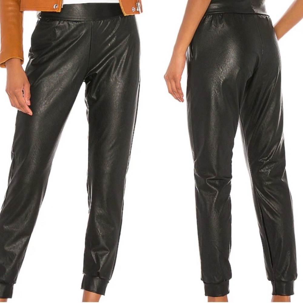 Commando Faux Leather Joggers in Black High Rise Large